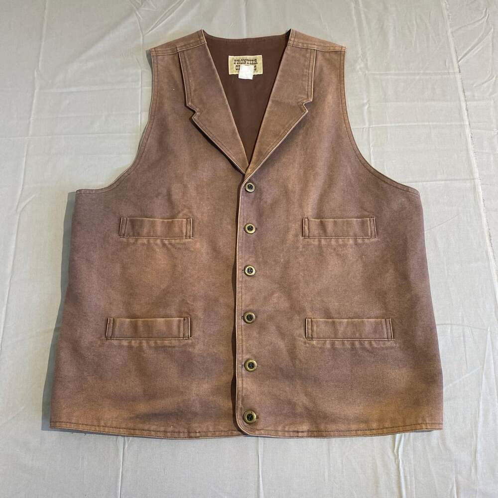 Frontier Classics Western Vest Brown Canvas Button Notch Lapel